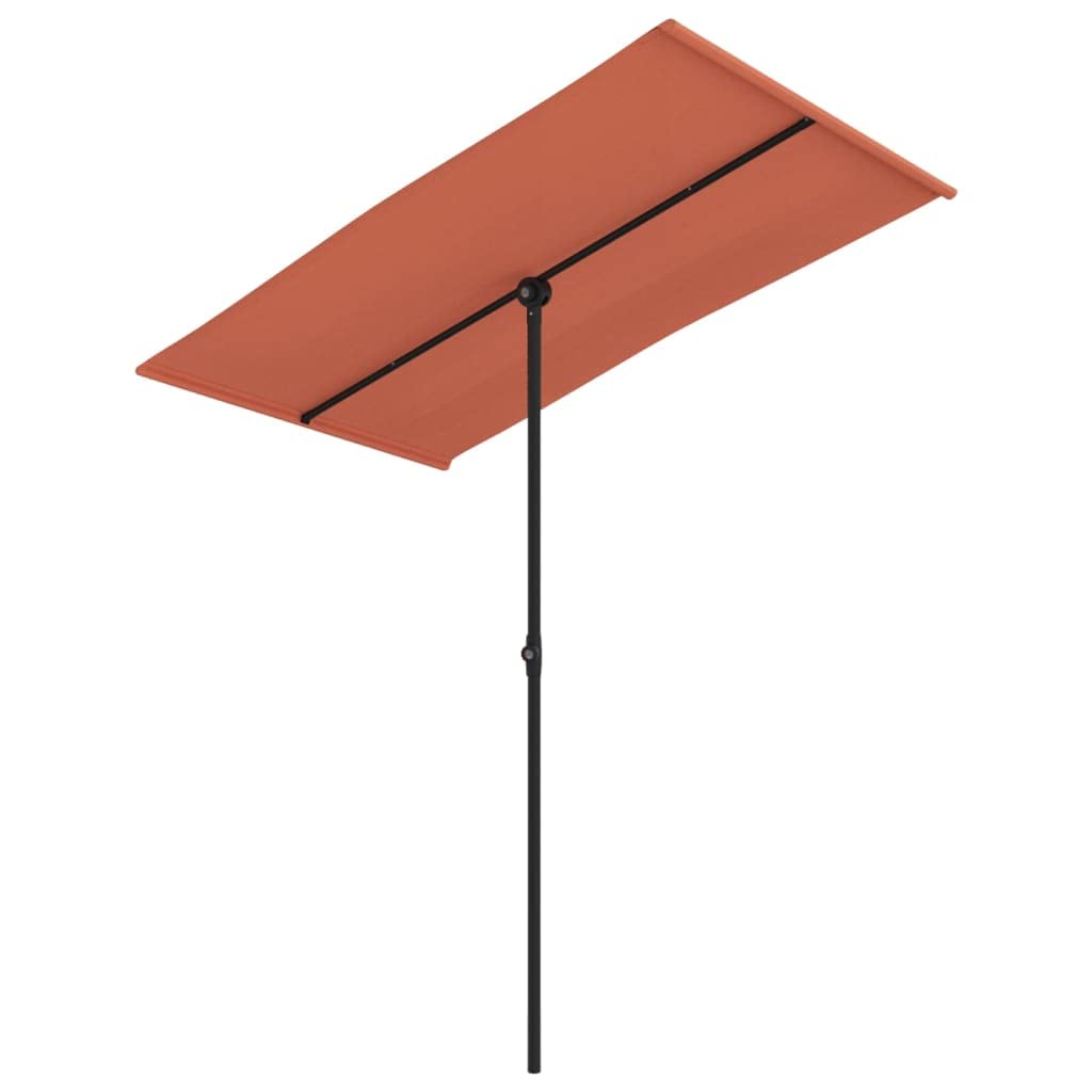 Ombrellone 180 x 110 cm, regolabile in altezza, inclinabile, terracotta | Ombreggiante flessibile per giardino e terrazza con copertura inclinabile, robusto palo in alluminio e regolazione continua.