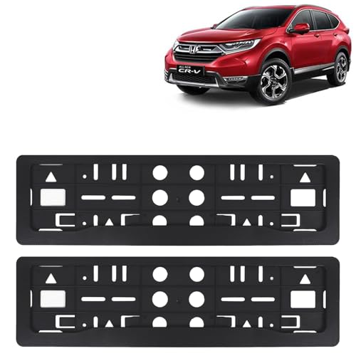Image of KINGSWAY CRV Car Number Plate Frames for All 2019 to 2020 Models of Honda Car Registration Plate Holders, Black Licence Plate Covers (Front and Rear), Universal Size 51.5 x 14.5 cm