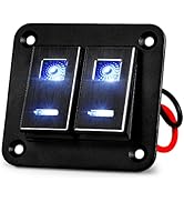 Rocker Switch, 2 Gang Aluminum Waterproof Marine Switch Panel Light Bar Switch Rocker Switch Pane...