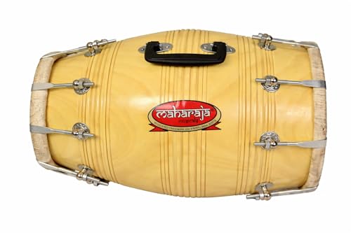 Maharaja Musicals Dholak Drum Mango Wood Bolt-tuned Padded Bag Spanner Dholki Musical Instrument (PDI-AJD)