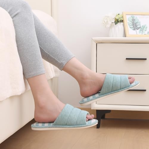 shevalues Open Toe House Slippers for Women Men Soft Cotton Indoor Shoes Memory Foam Slip On bedroom Slippers2