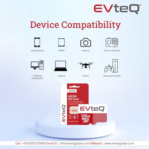 Image of EvteQ microSDXC Memory Card | UHS-3 | Up to 140MB /s Read & Write Speed | High-Performance Data Transfer | Low Power Consumption | 4K Video Recording (128, GB)