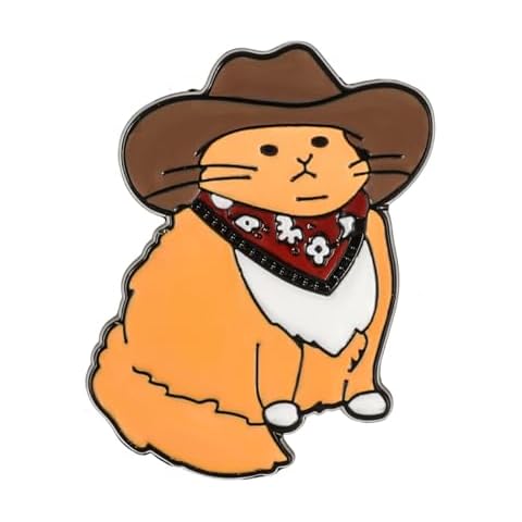 WLLHYF Enamel Pin Cowboy Cat Brooch Alloy Cute Cartoon Animal Lapel Pins Funny Cat Clip Decoration Badges for Backpacks Clothes Jackets Bags Hat Christmas Valentine's Day Gift Cover