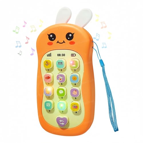 Image of FunBlast Cartoon Musical Mobile Phone for Kids, Mobile with Light & Sound Toys for Babies | Educational Toys for Kids 3+ Years /Boys /Girls-1 Unit (Bunny-Orange)