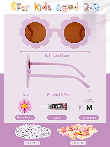 10 Pairs Kids Round Flower Sunglasses Glasses Outdoor Eyewear For Kid With 50 Daisy 100 Random Letter Beads (Lovely Color) #TOP1