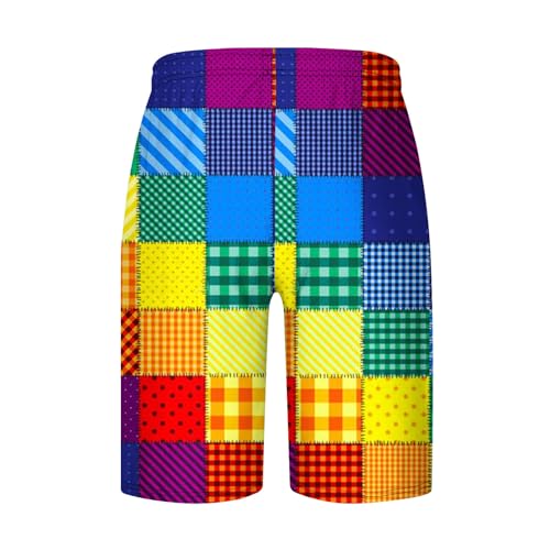 Muscularfit Swimming Shorts for Men 2024 Trendy Plaid Elastic Waist Pajama Pants 5 Inch Inseam Bathing Suit Breathable Shorts3