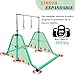 kechery Foldable & Moveable Gymnastics Horizontal Bar with Rings,3’to 5’Adjustable Height Expandable Junior Kip Bar for Home,Indoor Gym Equipment for Kids(Foldable Green with Rings)