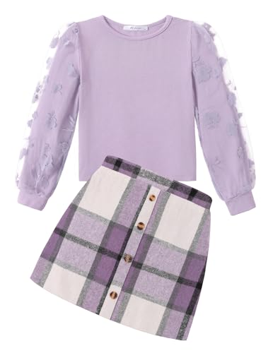 Arshiner Purple Skirt Outfits Girls Winter Clothing Sets Fall Long