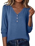 Zeagoo Long Sleeve Tops for Women V Neck Casual Flowy Tunic Top Lightweight Cute Petite Shirts Spring Fall Dressy Blouse Navy XL