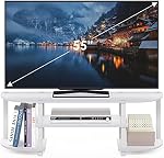 Furinno Turn-S-Tube TV Stand, 3-Tier Entertainment Center for TV up to 55 Inch, TV Console with Round Corner and Open Shelves, for Living Room, Bedroom, White