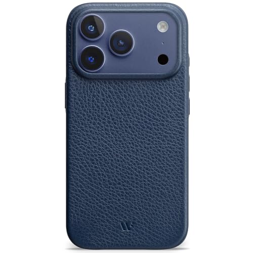 WIIUKA Hülle für iPhone 17 Pro Leder aus Deutschland 360 Schutz Lederhülle extra Dünn Premium Handyhülle Case Qi skiin VL Blau Nachtblau
