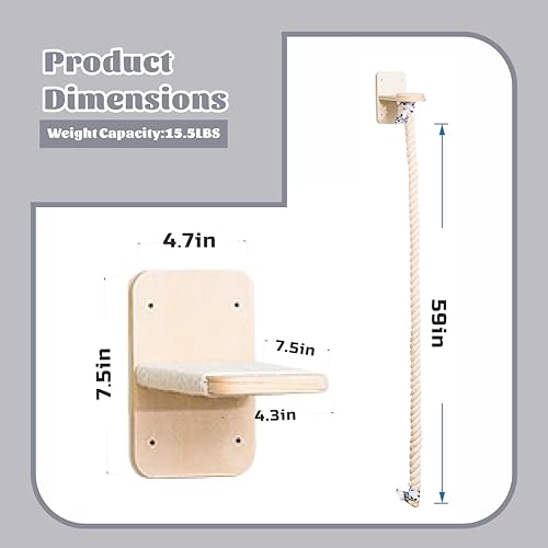 Rascador vertical de cuerda para gatos, montado en pared miniatura 5