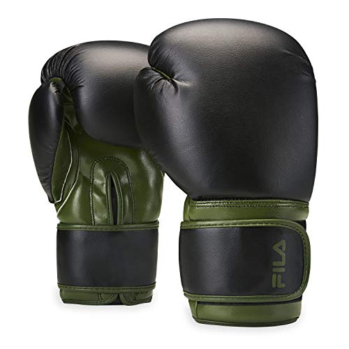 FILA Accessories Boxing Gloves for Men & Women - Kickboxing, Heavy Bag Punching Mitts, MMA, Muay Thai, Sparring Pro Training Equipment (16oz, Classic, Forest)