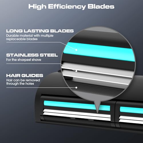 Image of ZOMU Back Shavers for Men:Back Hair Shaver and Body Shavers for Men with Safety Blade Technology & Ergonomic DIY Long Handle, Wet or Dry Shaving - Blue (Replaceable 8PCS 3.5inch Blades Included)