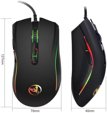 TukeSM Colorful Luminous Game Mouse, e-Sports Wired dpi Four-Speed Adjustable Height 3200dpi (Wired Mouse, White.) - 3