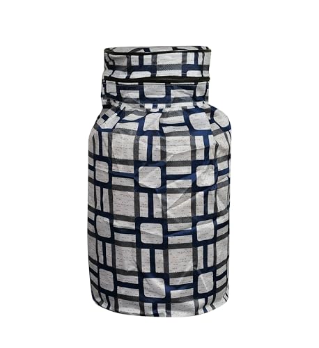 Image of Woah Cotton DustProof and Dustproof LPG Gas Cylinder Cover| Top Design Stain| Dust| DustProof PVC LPG Gas Cylinder Cover, Polyester Gas Tank Cover Fits StandardG (Pack of 1, Blue Block)
