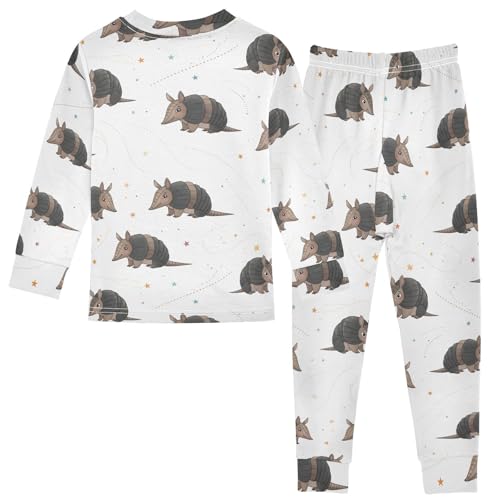 Pajama Sets Long Sleeve Cute Pattern with Armadillos Soft Comfy Sleepwear 2 Piece PJS 3-8T3