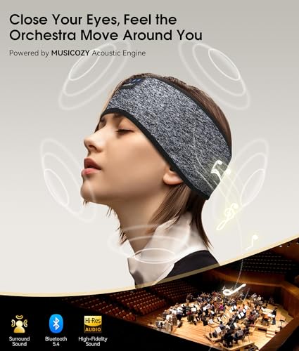 Image of MUSICOZY Sleep Headphones Bluetooth 5.4 Headband, Wireless Earphones Music Sleep Earbuds Sleeping Eye Mask with HD Stereo Speakers for Workout Running Travel Yoga, Ideal Gifts for Men Women