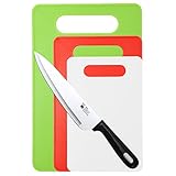 Renberg Kiel Set 3 Tabellen und 1 Messer Chef, Edelstahl, Mehrfarbig, 26.5 x 35,5 x 2 cm