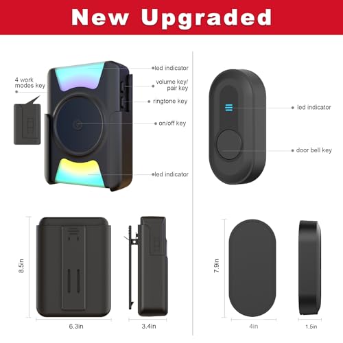 Calltou Hearing Impaired Doorbell 1000Ft Wireless Doorbells For Home Elderly Senior Waterproof Door Bell Chimes With Mute Vibration Flash Light thumb #8