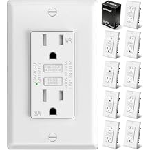 ELECTECK 10 Pack GFCI Outlets 15 Amp, Outdoor Weather Resistant WR, Ultra Slim GFI Receptacles with LED Indicator, Ground Fault Circuit Interrupter, Wallplate Included, ETL Listed, White