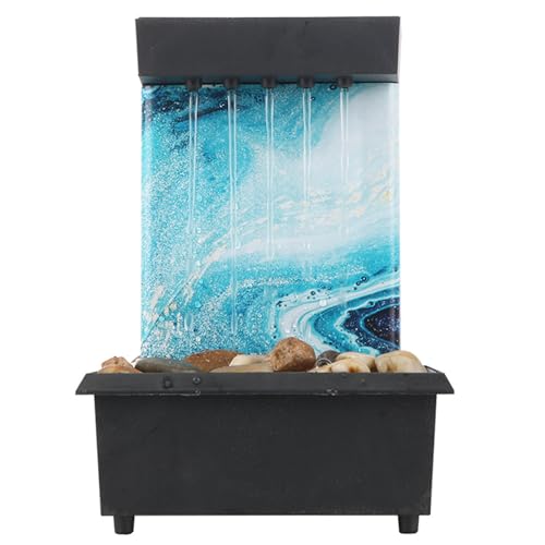 Fontana da scrivania mini fontana con flussi circolari e decorazioni a ciottoli per il relax mini cascata alimentata tramite USB/batteria 4, 5x3, 9x6, 7 pollici.
