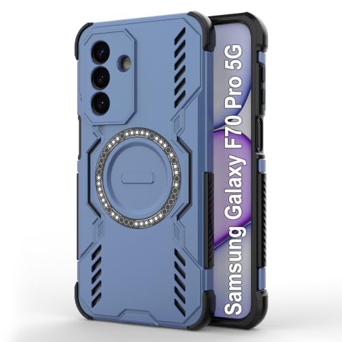 Image of Zapcase Back Case Cover for Samsung Galaxy F70 Pro 5G | Magnetic Case with Built-in Metal Ring | Supports MagSafe Charger, Wallet & Car Mount | Shockproof Hybrid PC + TPU | Blue