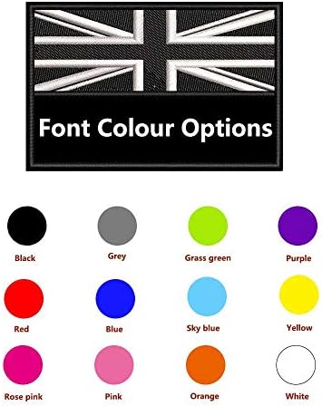 Custom Tactical Military Name Patch, Personalized Embroidery Number tag, British Flag Fastener Hook & Loop Name Patch for Multiple Clothing Bags Vest Jackets Work Shirts (White)