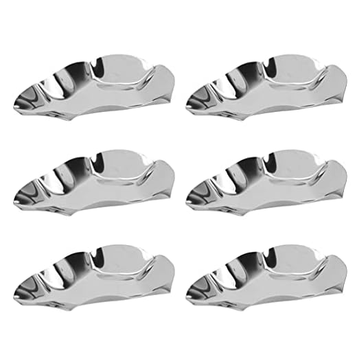 Cabilock 6 st rostfritt stål oyster shell återanvändbara oyster grillar pan metall oyster bakform för skaldjur oyster testning rätter silver