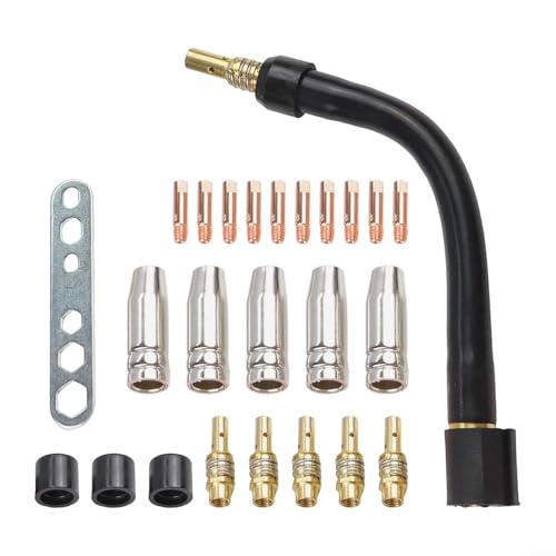 Image of 25PCS Welding Torch Wear Parts Set For 15AK MB-15 Welding Torches, MIG MAG Accessories With Copper Contact Tips, Gas Nozzles, Tip Holders, Power Nozzles M6 0.8 Mm, Insulators, Tool, Burner Neck