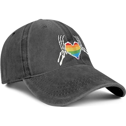 Image of Gay Pride Baseball Hat for Men and Women, LGBT Rainbow Embroidered Trucker Hats Adjustable Washable LGBTQ Baseball Cap Gifts