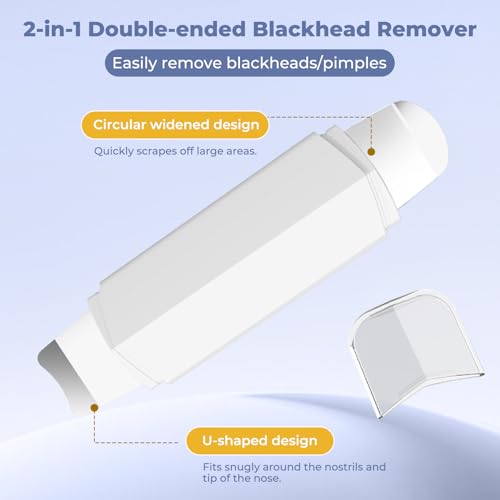 Blackhead Remover Tool for Nose Pore,Dual-Head Face Scraper & Pore Cleaner for Deep Facial Cleansing, U Shaped & Circular Widened Head Skin Care Tool for Men and Women (White) — view 5