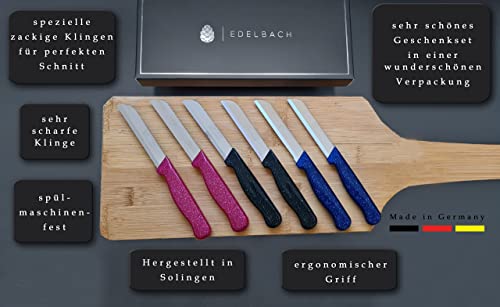 Foto von Edelbach Solingen Küchenmesser Set | Made in Germany Solingen Set, Obstmesser, Gemüsemesser, Schälmesser, sehr scharf | Allesschneider Edelstahl | Kneipchen Messer (6x Küchenmesser)