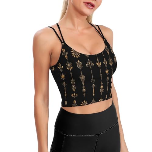Soutien-gorge de sport longline rétro et débardeur rembourré texture dorée
