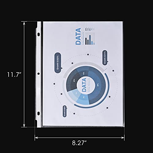 Coruscant 200 Sheet Protectors, 3 Hole Lightweight Binder Sleeves Protecting Paper File Classification ,No Acid No PVC Double Sided Transparent, 9.25 X 11.25 Top Loaded