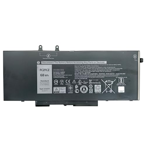 FCZFCZ 3HWPP Battery 68Wh Replacement for Dell Precision 3541 3551 Latitude 14 5401 5410 5411 Latitude 15 5501 5510 5511 Inspiron 17 7706 2-in-1 Series 03HWPP 10X1J N2NLL 1VY7F 01VY7F 451-BCMN 15.2V