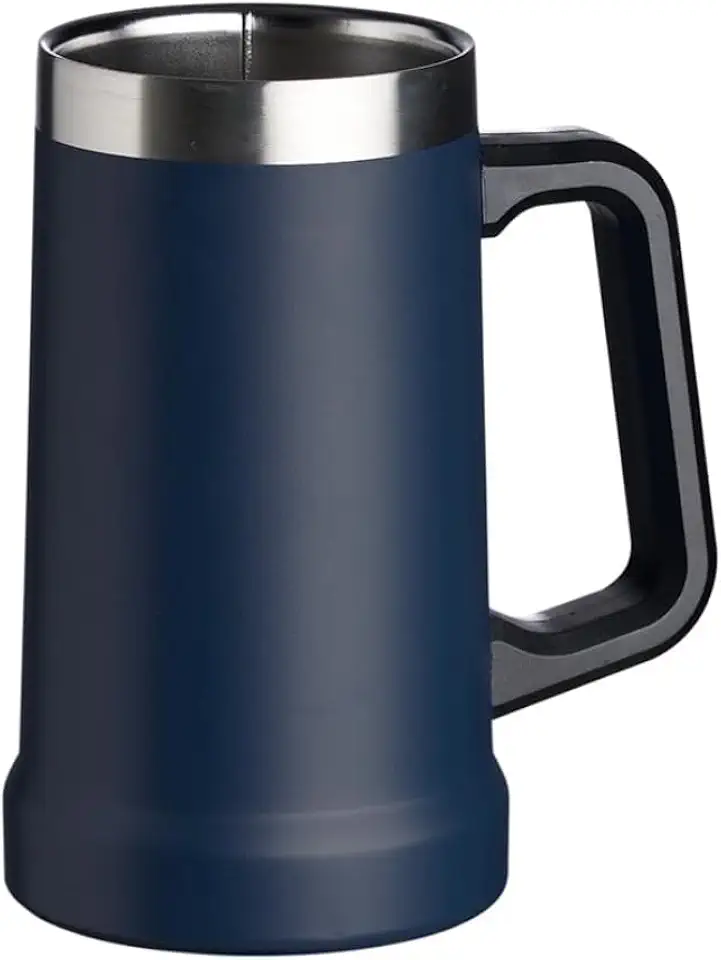Caneca Térmica 710ml King Inox Cerveja Chopp Copo com Alça Parede Dupla Camada Isolamento Vacuo Premium (Azul Marinho)