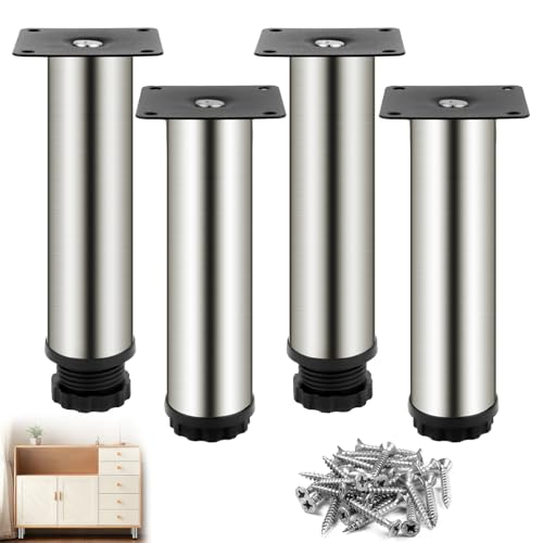 Liuliushun 4 Pcs 15cm Pied de Meuble Reglable 0-10mm, Pied Meuble Reglable, Pieds de Table de Nivellement pour Meubles, Pieds de Meubles Réglables pour...