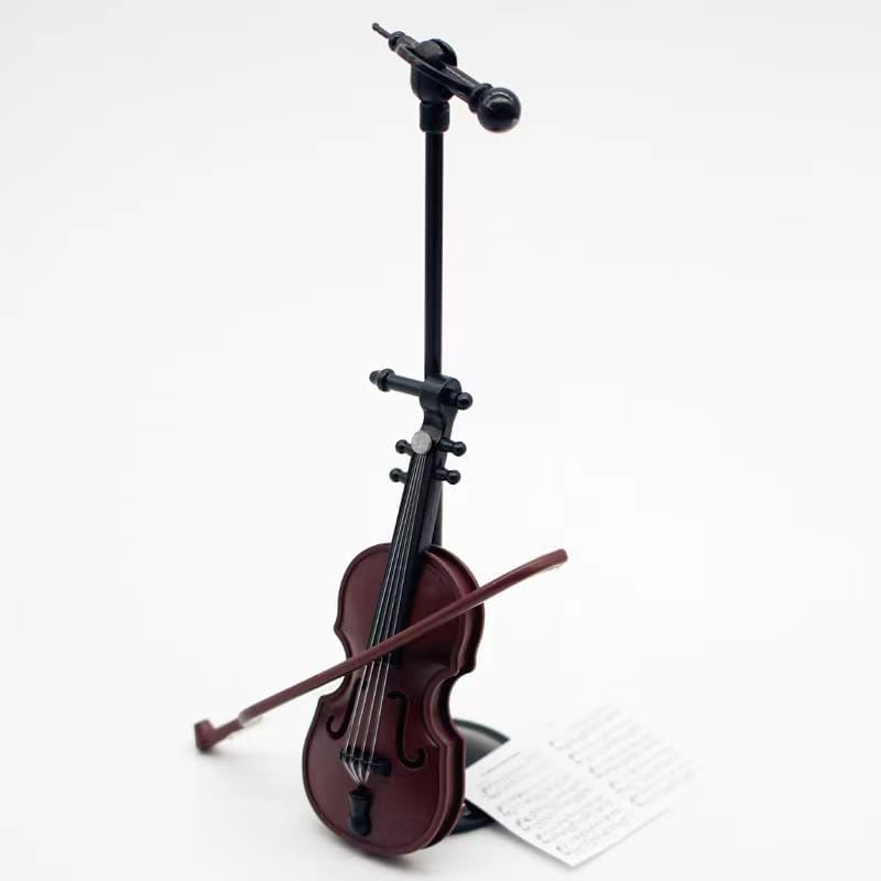 Violín en miniatura con adorno de soporte, arco y funda, mini instrumento musical perfecto para decoración de fundas de teléfono celular, decoración