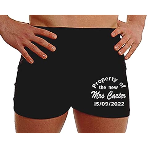 Personalised boxer shorts wedding gifts property of the new Mrs husband boxers amazon customise Leg (Large) Black Cover