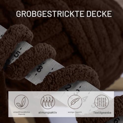 YushengTai Dicke Wolle Braun 4x100g – Bild 3