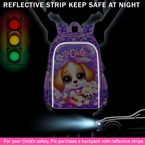 3PCS Girls Dog Backpack, Water Resistant Kids Bookbag Set with Lunch Box, Cute School Bag for Preschool Toddler4