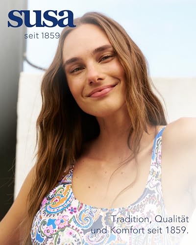 Susa Women’s 4523_299 One Piece Swimsuit, Blue- Print, 48/ B-8
