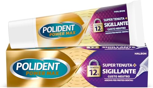 Polident Super Tenuta + Sigillante, Adesivo per Protesi Dentale, 12 Ore di Tenuta Giornaliera, Gusto Neutro, 70g