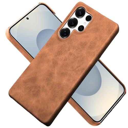 Coque Samsung S25 Plus cuir vegan marron haute finition douce