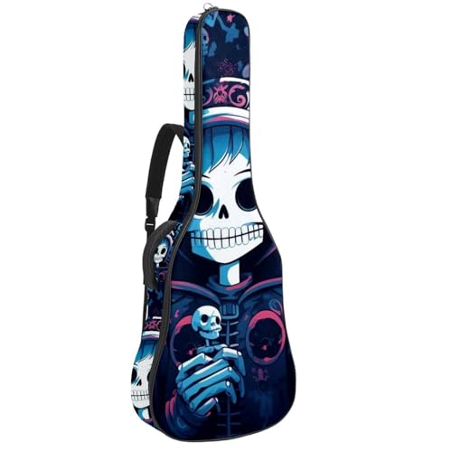 Housse de guitare acoustique élégante en tissu Oxford bleu crâne