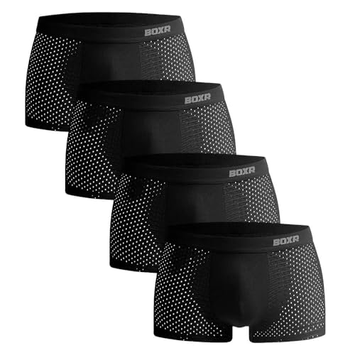 BOXR Underwear Bambus Boxershorts Herren 4er Pack Unterhosen Männer Ultra-Weich Atmungsaktiv Premium-Komfort Herren Unterwäsche