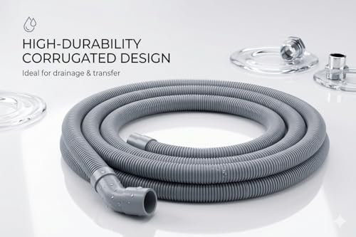 Image of Sanavya LG Fully-Automatic Washing Machine Drain Pipe 3 METERS, Washing Machine Pipe Outlet,No Leak, Universal Compatible Drain Pipe, Grey (Pack of 1)