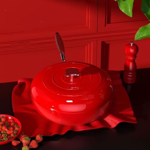 Wok antiadherente de 32 cm color rojo miniatura 3