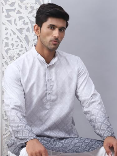 Image of Jompers Men Pure Cotton Straight Fit Ombre Kurta